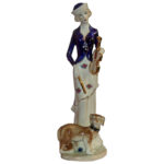 Статуэтка "Леди со скрипкой и собакой", 30х10х9,5см, фарфор
