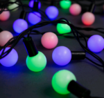 Электрогирлянда шарики цветные, h-6м, d-5 см, 20шт, свечение микс, пластик