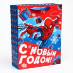 Пакет ламинат вертикальный  "С новым годом!" Человек-паук, 31*40*11,5см, картон