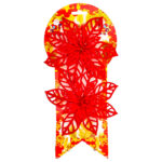 Украшение ёлочное "Резной цветок",  h - 14 см, набор 2 шт, цвет красный, пластик