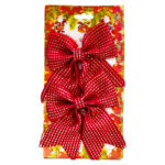 Украшение ёлочное "Бантик плетёный", 15х12 см, набор 2 шт,  цвет красный, пластик, текстиль