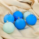 Набор ёлочных шаров "Неон", d-6 см, 6 шт,  цвет голубой, пластик