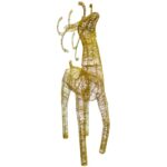 Фигура новогодняя -олень золотого цвета с длинными рогами, h-120см, металл