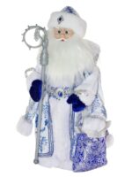 Фигура новогодняя "Дед мороз" в синей шубке, с новым годом,  h-40 см, текстиль, пластик