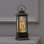 Светодиодный фонарь "Снегурочка и олененок", 10,5х27 см, USB, музыка, цвет свечения тёпло-белый