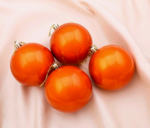 Набор ёлочных шаров "Глянец",  d-8 см, 4 шт, пластик, цвет  оранжевый