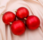 Набор ёлочных шаров "Глянец", d-10 см, 4 шт,  пластик, цвет красный