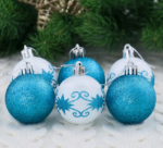 Набор ёлочных шаров "Зимняя сказка",  d-5 см, 6 шт,  пластик, цвет  бело-голубой