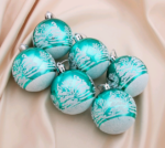Набор ёлочных шаров "Изумрудик - зимний лес",  d-6 см, 6 шт, пластик , цвет зелёный