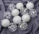 Набор ёлочных шаров "Млечный путь",  d-6 см, 12 шт,  пластик, цвет  белый