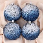 Набор ёлочных шаров "Идэн", d-8 см, 4 шт, пластик, цвет серебристо-синий