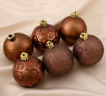 Набор ёлочных шаров "Марокко", d-6 см, 6 шт, пластик, цвет коричневый