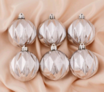 Набор ёлочных шаров "Иллюзия",  d-6 см, 6 шт, пластик, цвет серебро