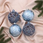 Набор ёлочных шаров "Эйвери", d-8 см, 4 шт, пластик, цвет голубой