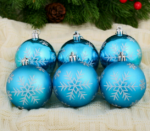 Набор ёлочных шаров "Снегопад", d-7 см, 6 шт, пластик, цвет голубой