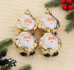 Украшение ёлочное "Дед Мороз - толстячок",  6х6,5 см, в наборе  4 шт, пластик, цвет золото