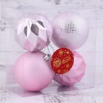 Набор ёлочных шаров "Геометрия форм", d-7 см, 4 шт, пластик, цвет розовый