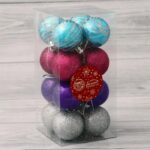 Набор ёлочных шаров "Космо полосы", d-4 см, 16 шт, пластик, цвет микс