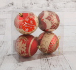 Набор ёлочных шаров "Царские узоры", d-8 см, 4 шт, пластик, цвет красный