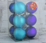 Набор ёлочных шаров "Глянец", d-8 см, 12 шт, пластик, цвет серебристо-синий, микс