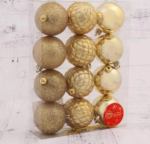 Набор ёлочных шаров "Ларго",  d-6 см, 12 шт, пластик, цвет золотой