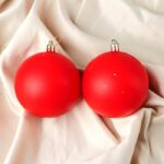 Набор ёлочных шаров "Матовый", d-8 см, 2 шт, пластик, цвет красный