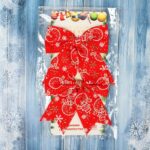 Украшение ёлочное "Бант классика Снеговик",  в наборе 2 шт, 15х13 см, цвет красный