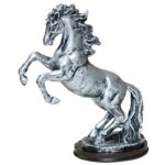 Статуэтка -лошадь на дыбах, 15*28 см, цвет серебро, полистоун