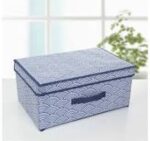 Короб для хранения с крышкой "Волна",  45*30*20 см, цвет синий, текстиль, картон