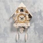 Часы настенные "Замок с птицами", плавный ход, 63*8*32 см, цвет белый, металл