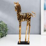 Сувенир "Золотая длинноногая зебра", 41*7*20 см,  цвет черно-зотой,полистоун