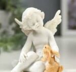 Сувенир "Белоснежный ангел с цветным кроликом" 6,8*6,5*6 см, полистоун