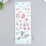 Наклейка "Птицы и цветы", с серебристой обводкой, 10х27 см, пластик