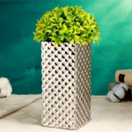 Ваза настольная "Кристи", 9*9*19 см, цвет серебро, керамика