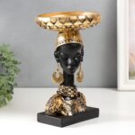 Сувенир "Африканка в уборе золотогоцвета с серьгами" 25х15х15 полистоун