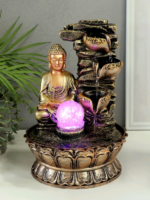 Фонтан настольный "Будда у скалы с чашами", 30*21*21 см, полистоун