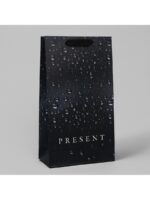 Пакет под две бутылки "Black", 35*20*9 см, бумага