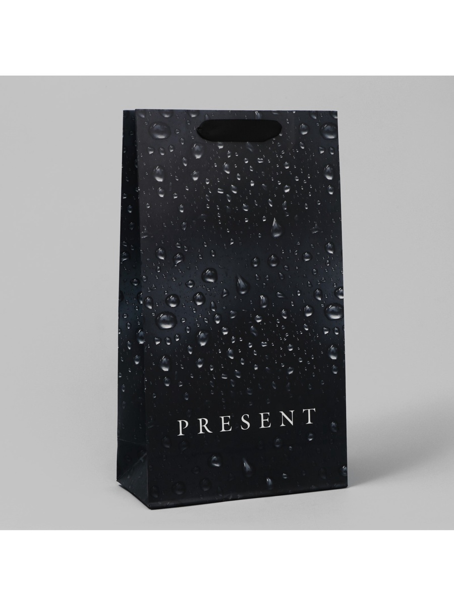 Пакет под две бутылки "Black", 35*20*9 см, бумага