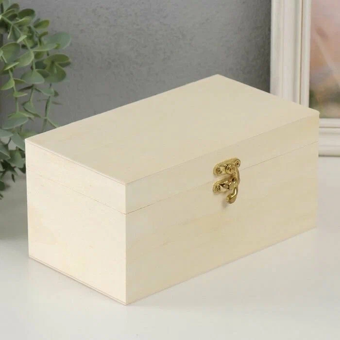 Шкатулка под роспись "Прямоугольная", замок пряжка, 23,5*14*9,5 см,  необработанное дерево